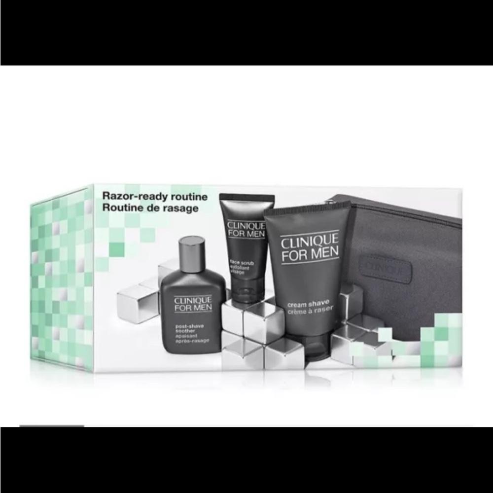 Clinique For Men 5 Piece Gift Set Kit Post Shave Soother Shave Cream Scrub